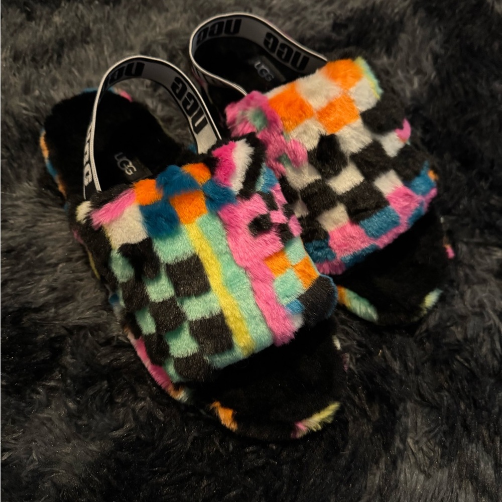UGG Multicolor Checkered Slippers